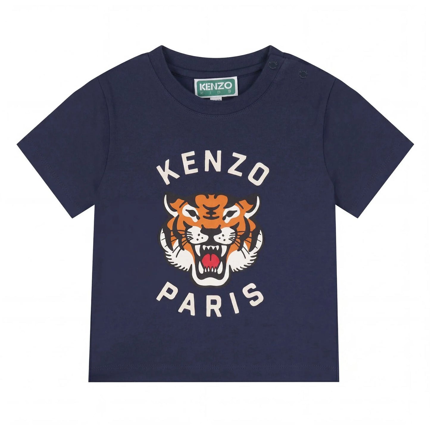 KENZO KIDS Younger Navy Blue Tiger Logo T-Shirt
