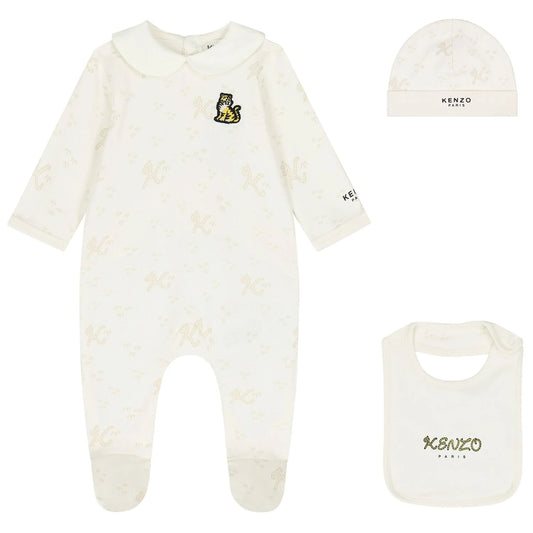 KENZO KIDS Ivory Tiger Logo Babygrow Gift Set