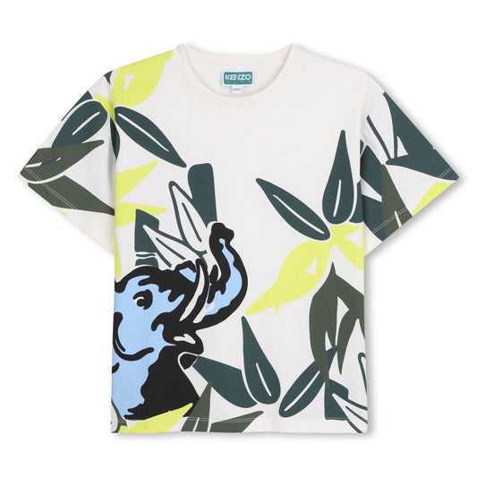 KENZO KIDS Boys Ivory Elephant Jungle T-Shirt
