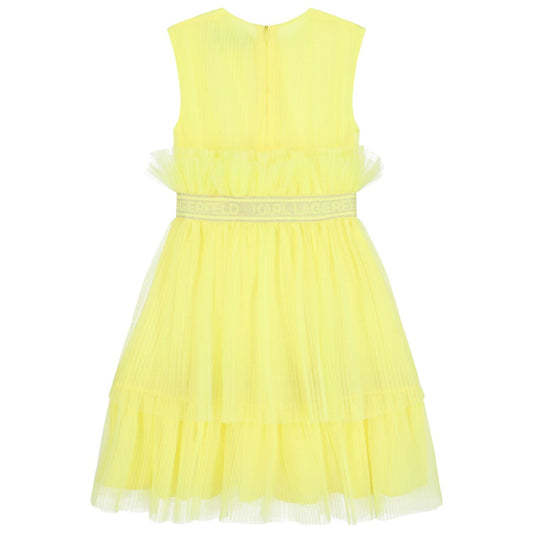 KARL LAGERFELD Girls Yellow Pleated Tulle Dress