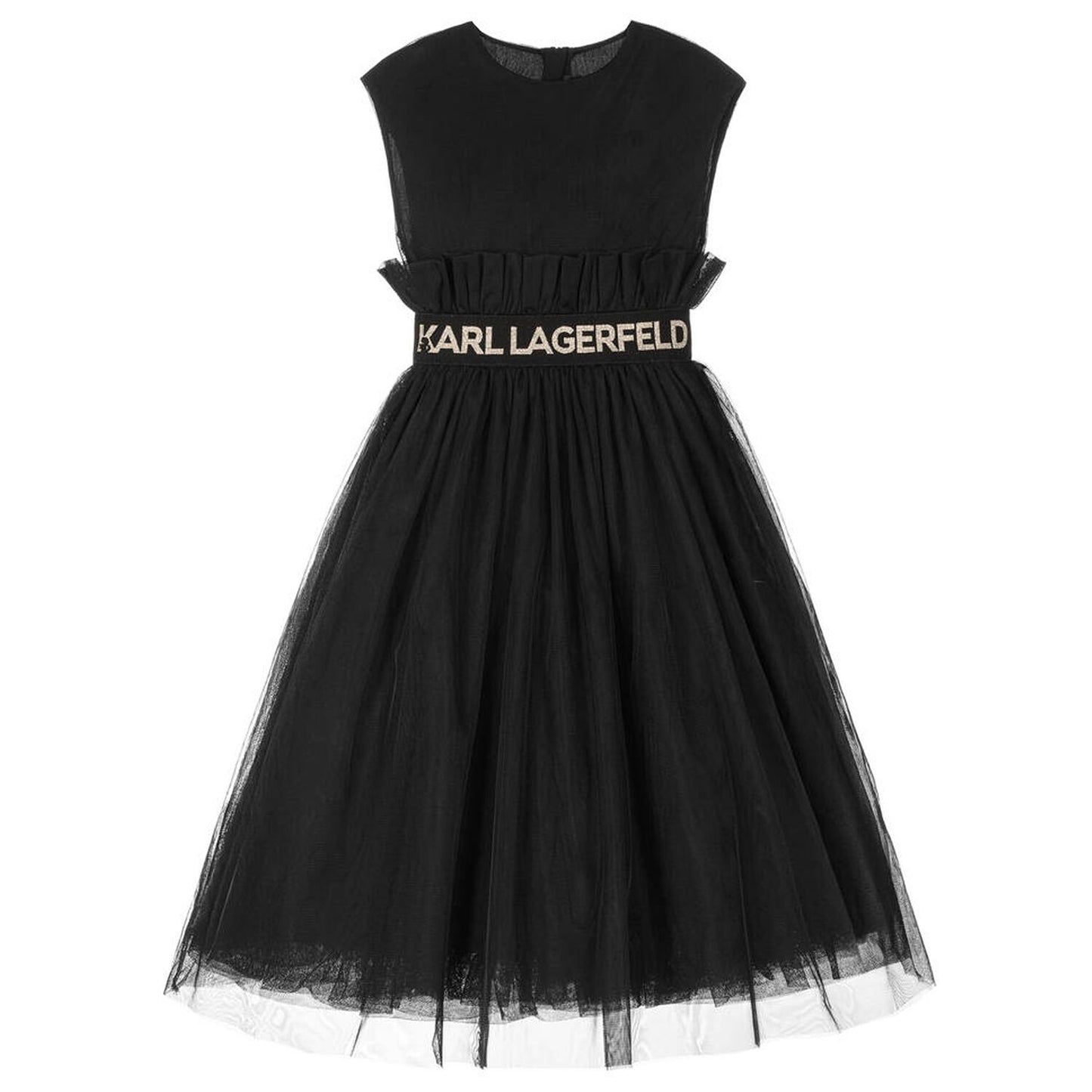 KARL LAGERFELD Girls Black Logo Tulle Dress