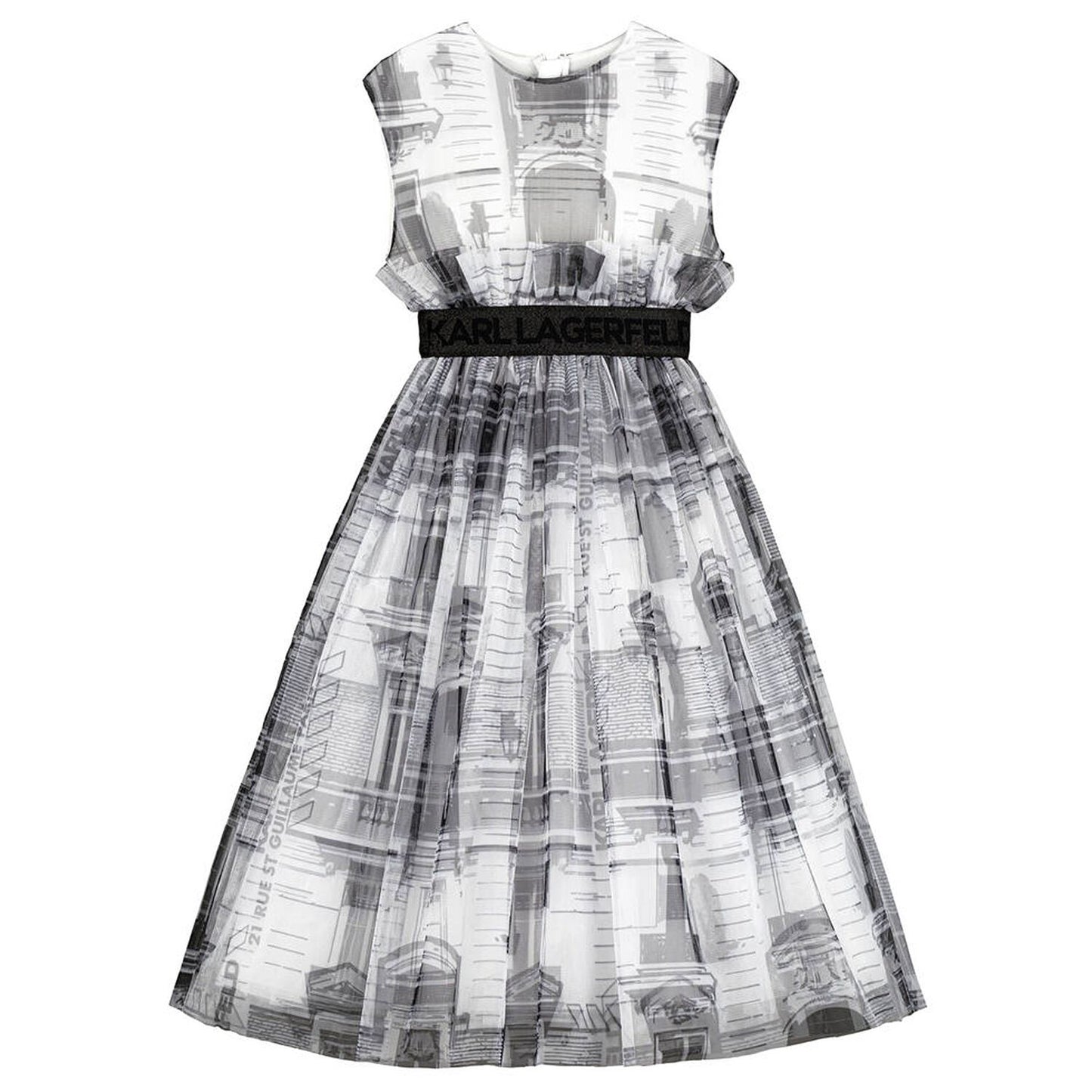 KARL LAGERFELD Girls White & Black Tulle Dress