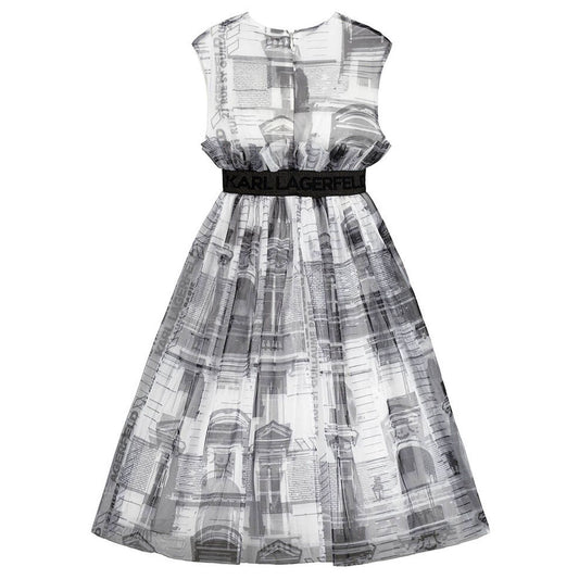 KARL LAGERFELD Girls White & Black Tulle Dress