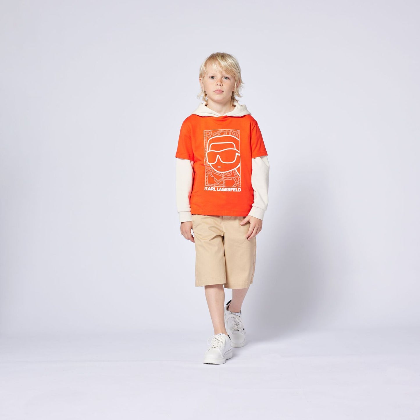 KARL LAGERFELD Boys Orange Ikonik Logo T-Shirt