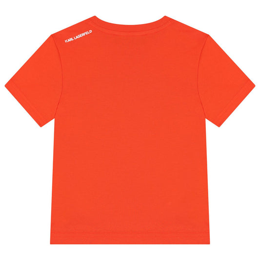 KARL LAGERFELD Boys Orange Ikonik Logo T-Shirt