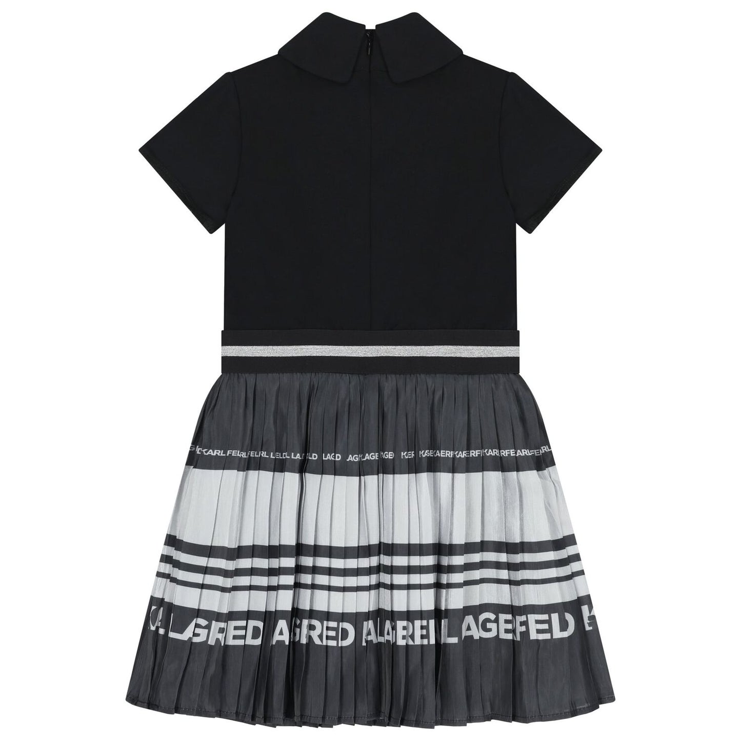 KARL LAGERFELD Z30625/M90 Kids Girls Black & Silver Logo Pleated Dress