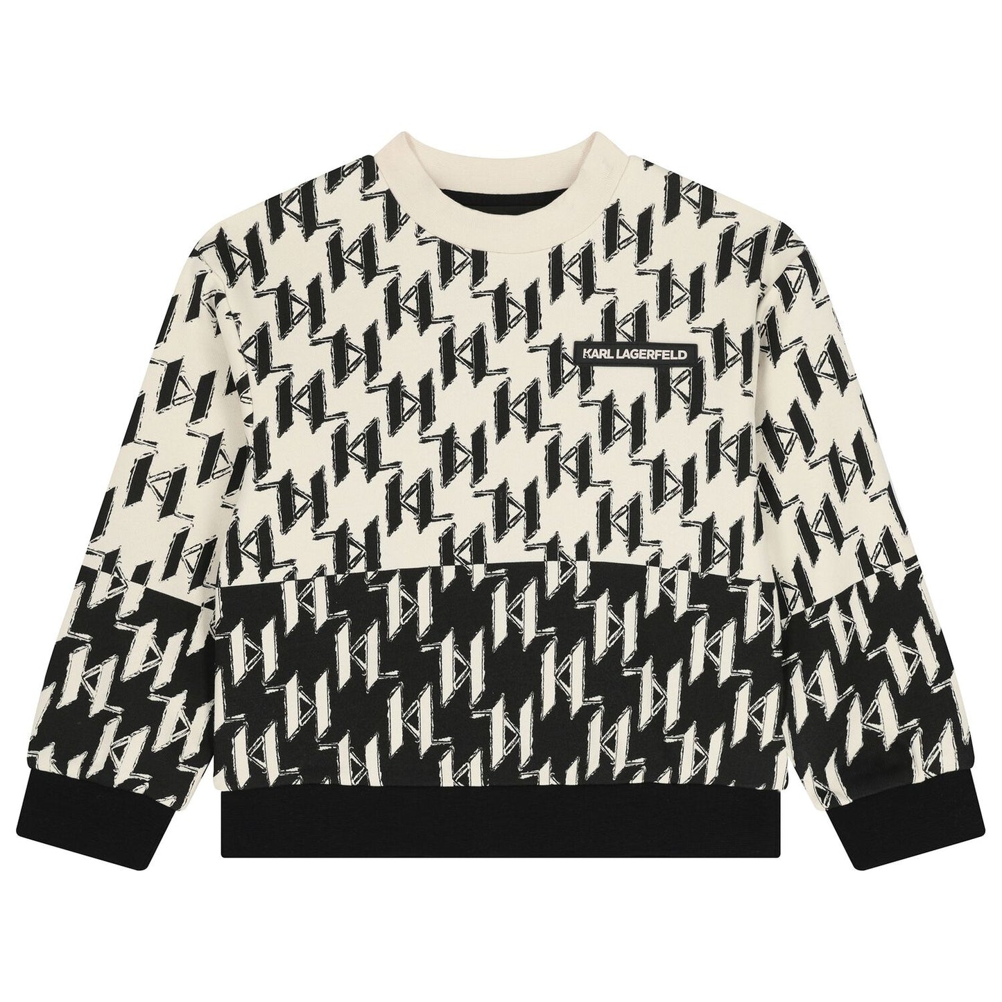 KARL LAGERFELD Z30639/M92 Boys Ivory & Black Logo Sweatshirt