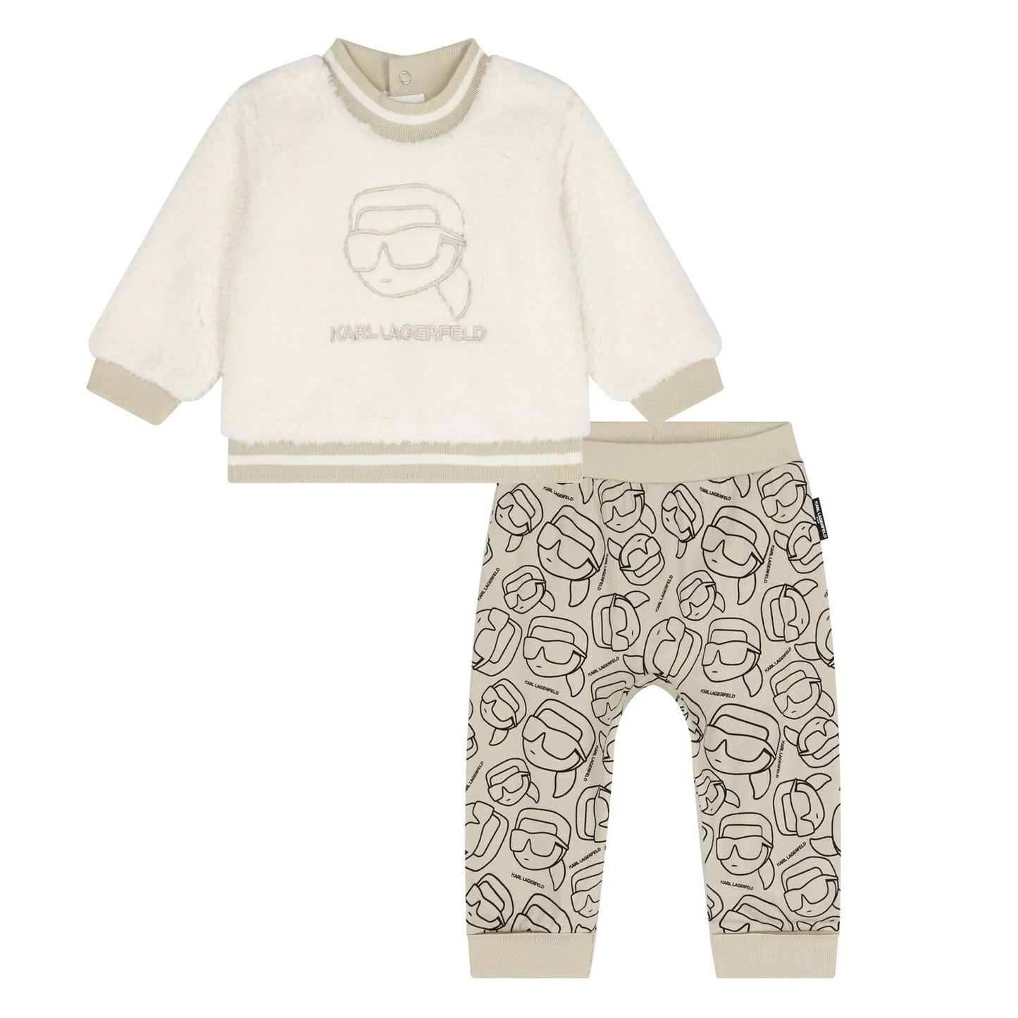 KARL LAGERFELD Z30672/N52 Younger Boys Ivory & Beige Ikonik Karl Tracksuit
