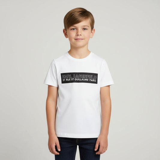 KARL LAGERFELD Z30954/10P Boys White Logo T-Shirt