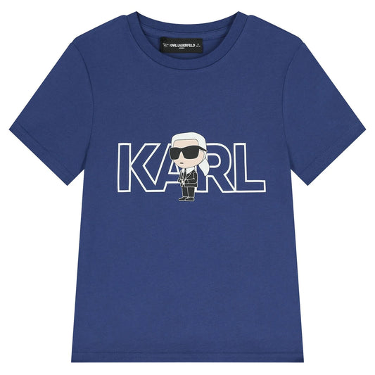 KARL LAGERFELD Z30956/82E Boys Blue Ikonik Karl Logo T-Shirt