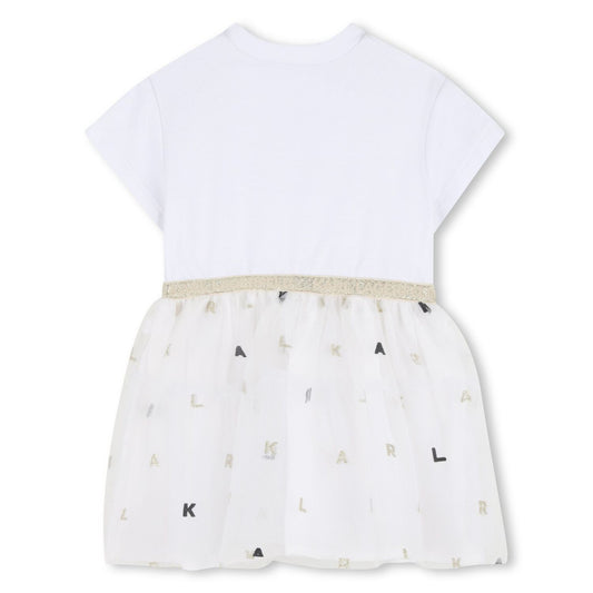 KARL LAGERFELD Baby Girls White Logo Tulle Dress