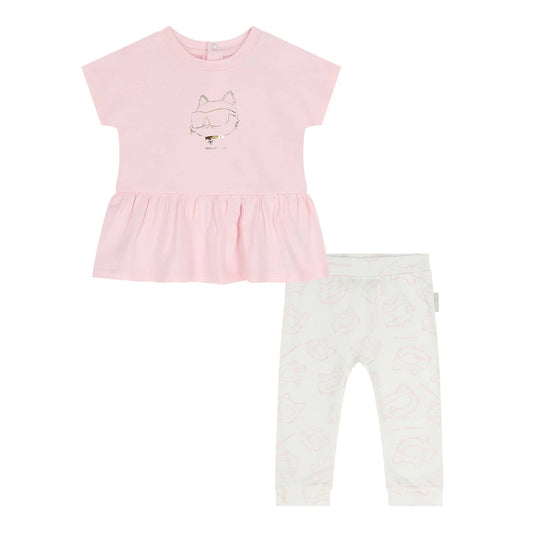 KARL LAGERFELD Baby Girls Pink & White Leggings Set