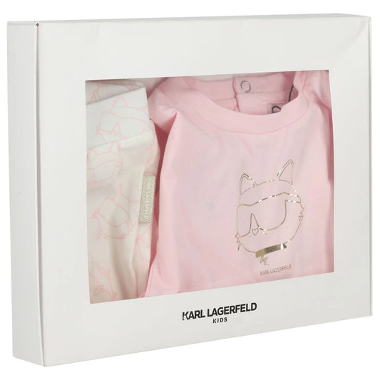 KARL LAGERFELD Baby Girls Pink & White Leggings Set
