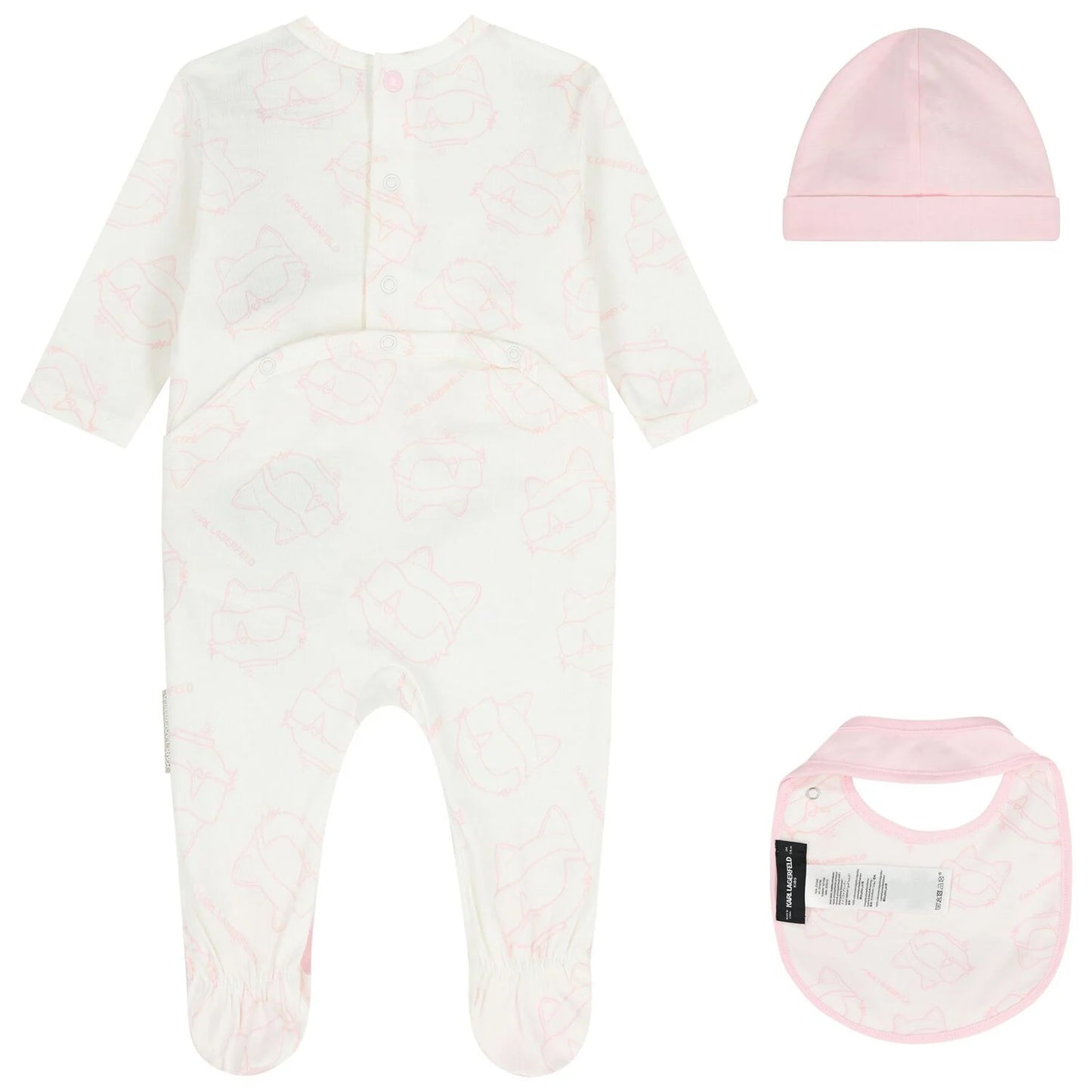 KARL LAGERFELD Baby Girls Pink & White Choupette Babygrow Gift Set