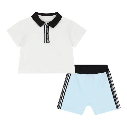 KARL LAGERFELD Baby Boys White & Blue Ikonik Shorts Set