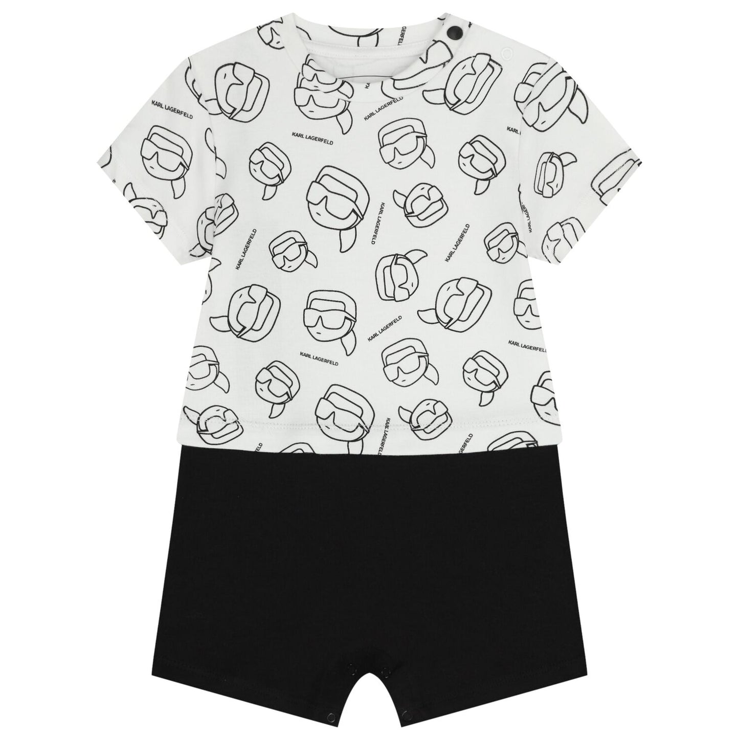 KARL LAGERFELD Baby Boys White & Black Ikonik Romper