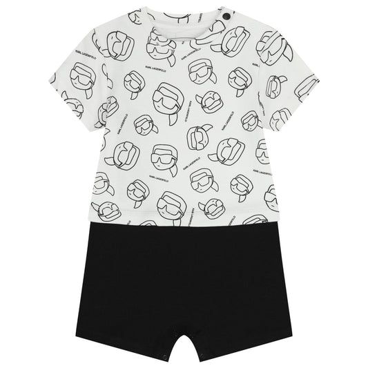 KARL LAGERFELD Baby Boys White & Black Ikonik Romper
