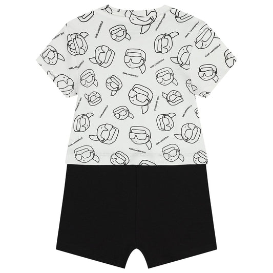 KARL LAGERFELD Baby Boys White & Black Ikonik Romper