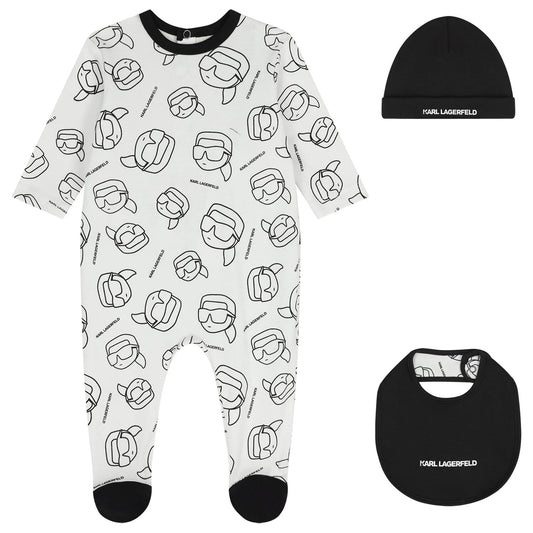 KARL LAGERFELD Baby Boys White & Black Ikonik Babygrow Gift Set