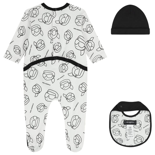 KARL LAGERFELD Baby Boys White & Black Ikonik Babygrow Gift Set
