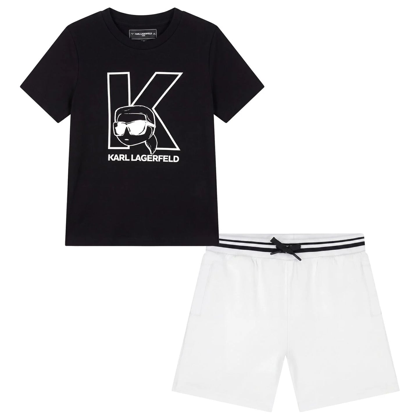 KARL LAGERFELD Boys Black & White Logo Shorts Set