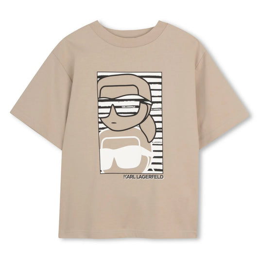 KARL LAGERFELD Boys Beige Ikon Karl Logo T-Shirt