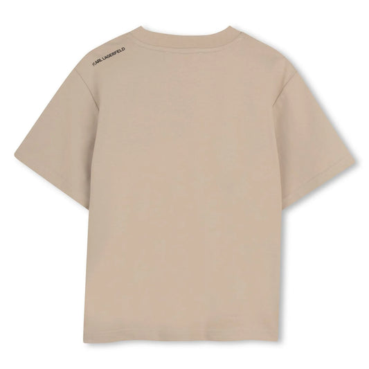 KARL LAGERFELD Boys Beige Ikon Karl Logo T-Shirt