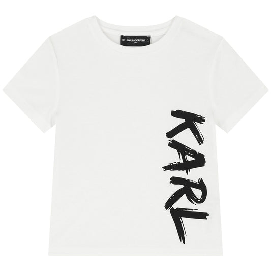 KARL LAGERFELD Boys White Logo T-Shirt