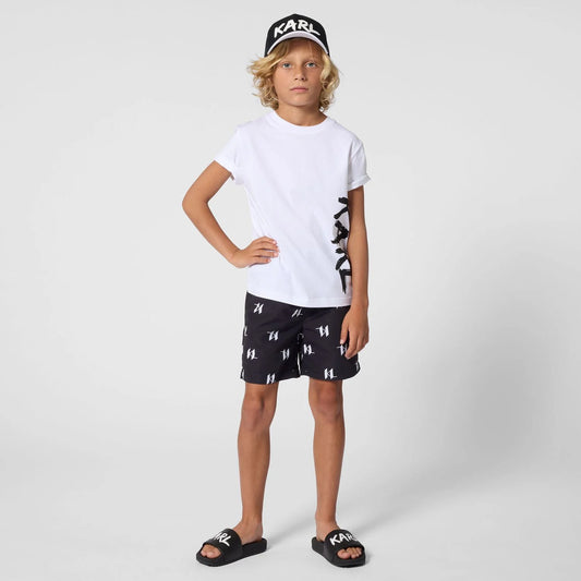KARL LAGERFELD Boys White Logo T-Shirt
