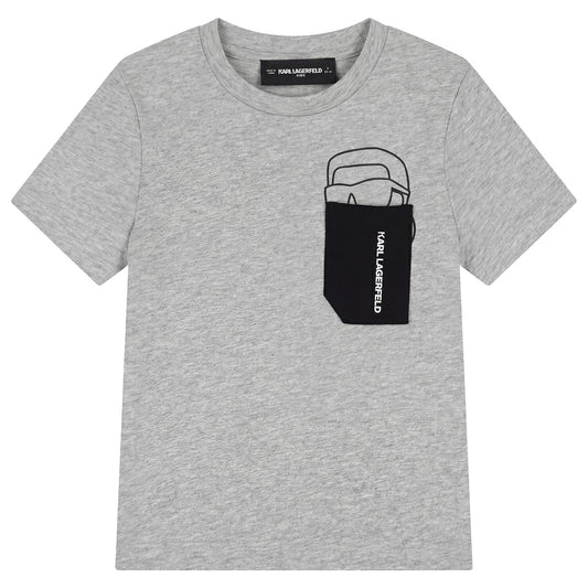 KARL LAGERFELD Boys Mini Me Grey Ikon Karl Logo T-Shirt