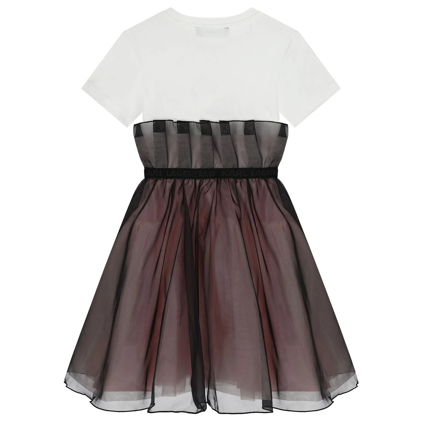 KARL LAGERFELD Girls White & Black Organza Dress