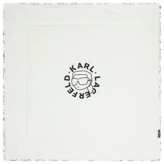 KARL LAGERFELD Baby Boys White Ikonik Logo Blanket