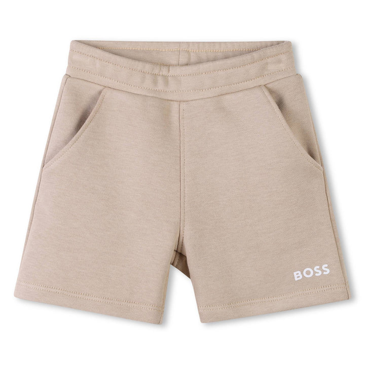BOSS Younger Boys White & Beige Shorts Set
