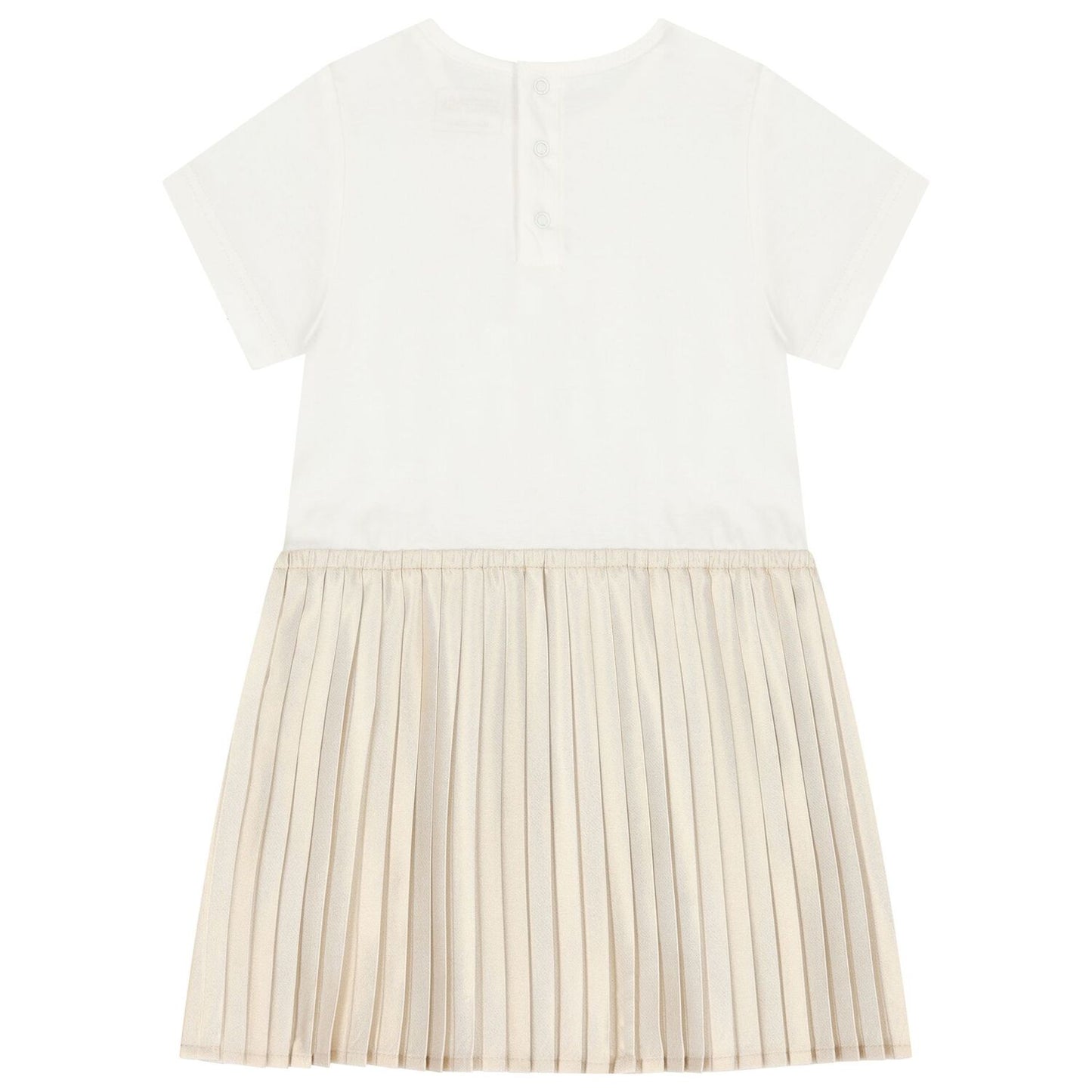 MICHAEL KORS Younger Girls White & Gold Pleated Dress
