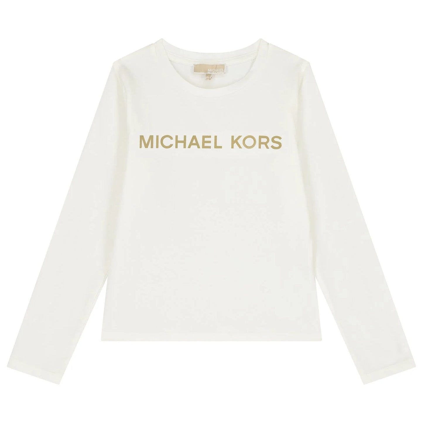 MICHAEL KORS R30488.117 Girls Ivory Logo Long Sleeve Top