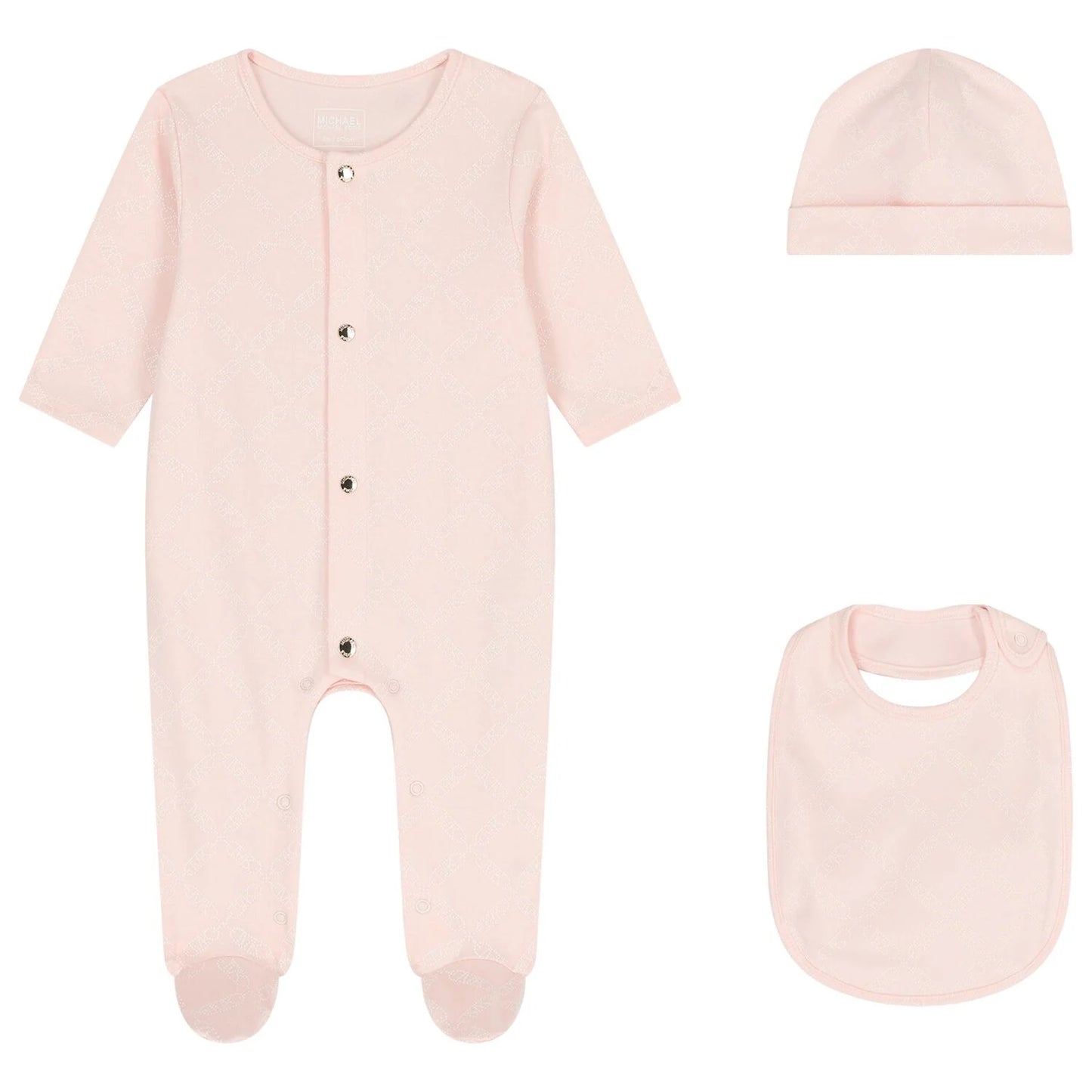 MICHAEL KORS R30503/46M Baby Girls Pink Logo Babygrow Gift Set