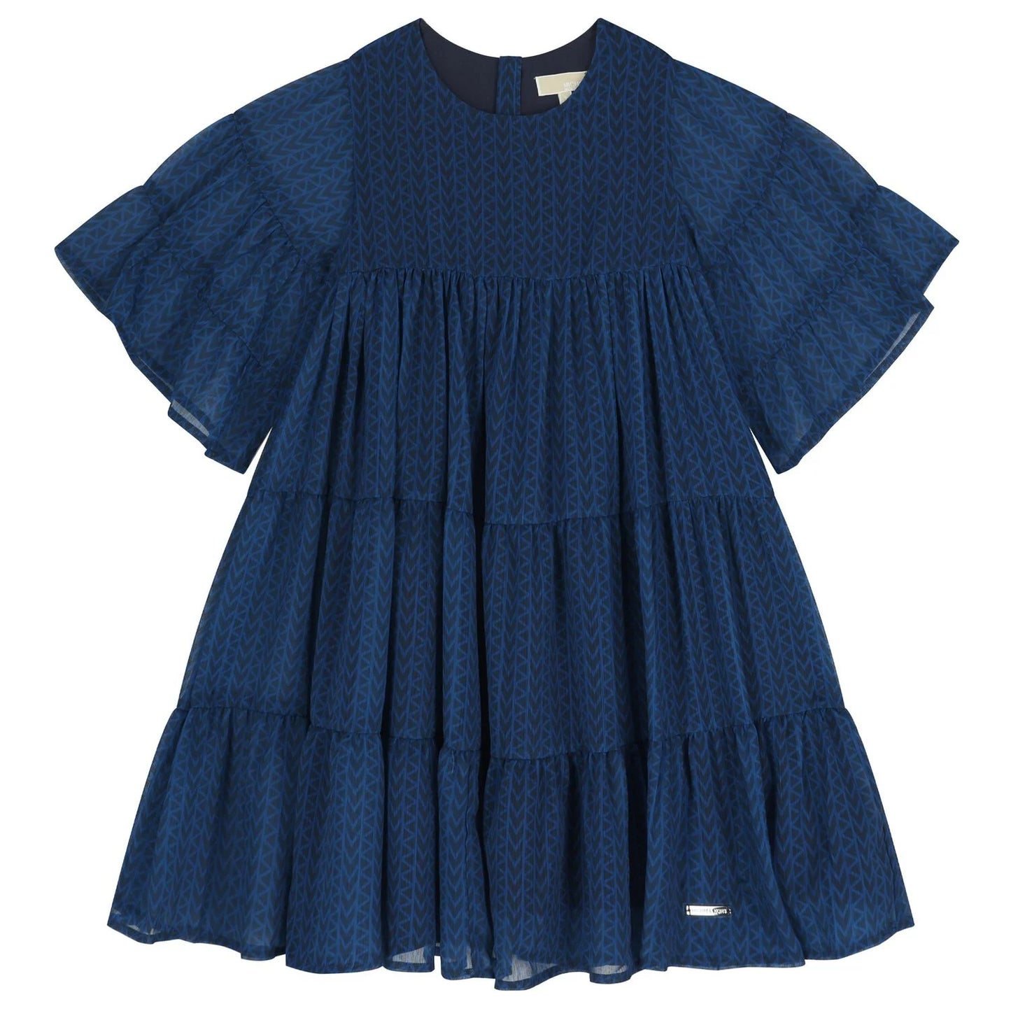 MICHAEL KORS Girls Navy Blue Logo Tiered Dress