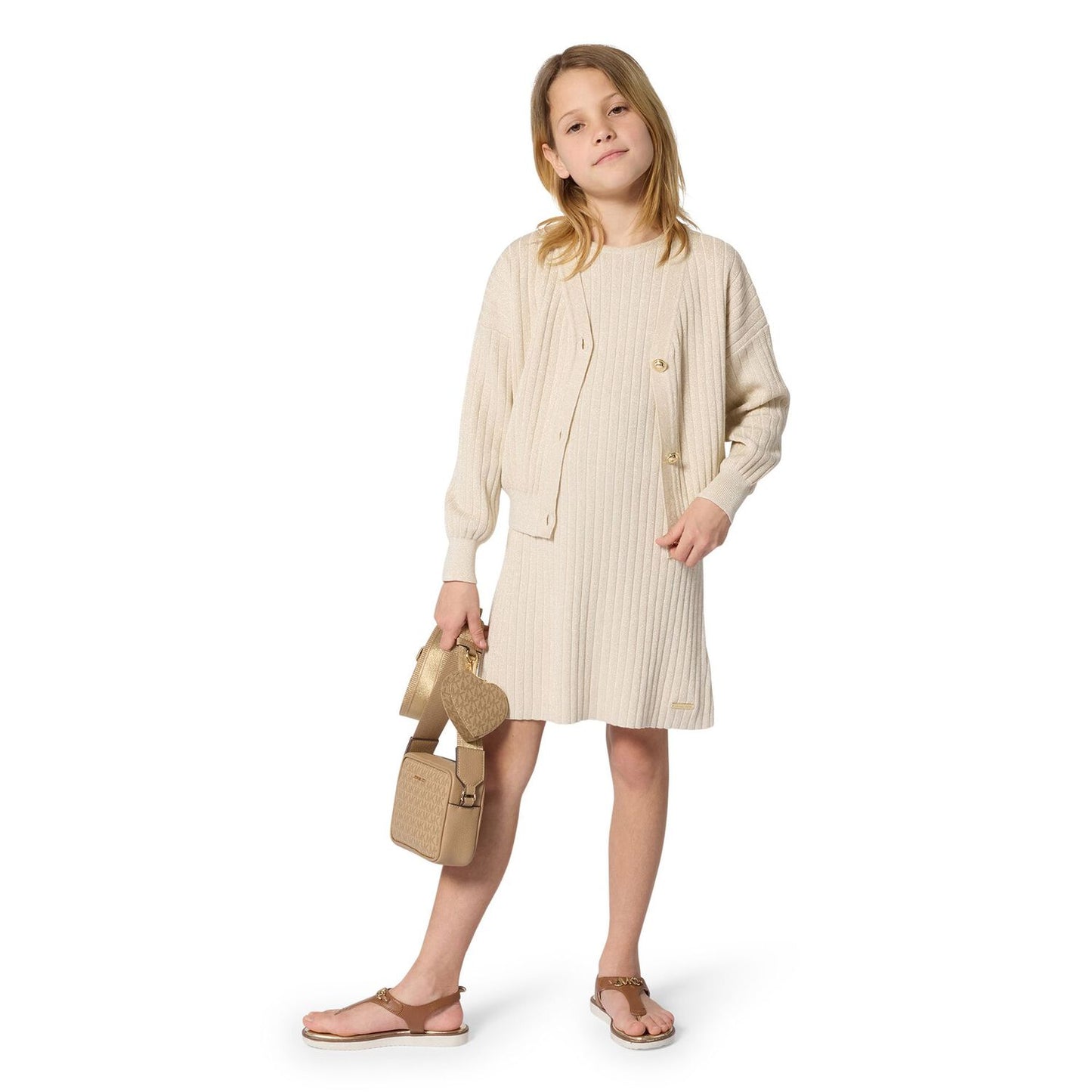 MICHAEL KORS Girls Beige Logo Shoulder Bag