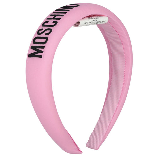 MOSCHINO Girls Pink Logo Padded Headband