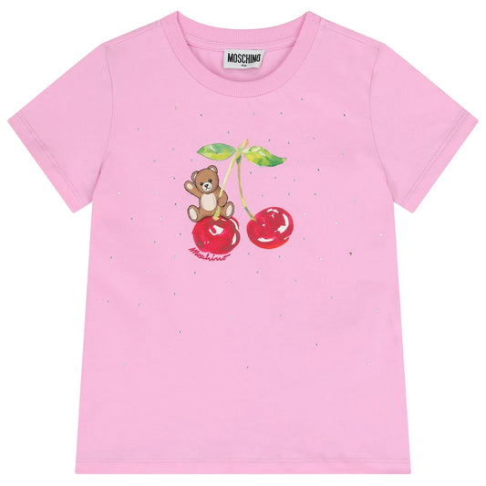 MOSCHINO Girls Pink Teddy Bear T-Shirt