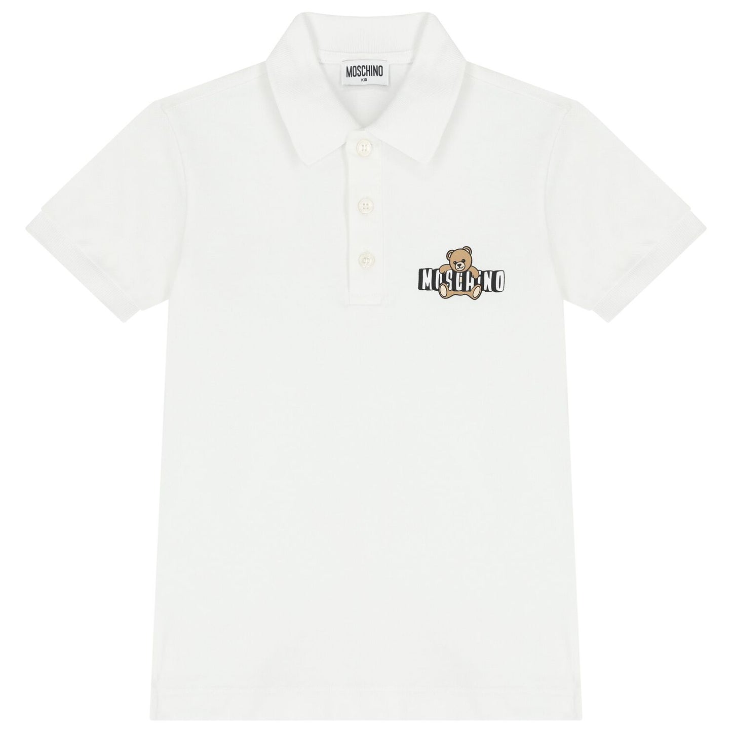 MOSCHINO Younger Boys White Teddy Bear Logo Polo Shirt