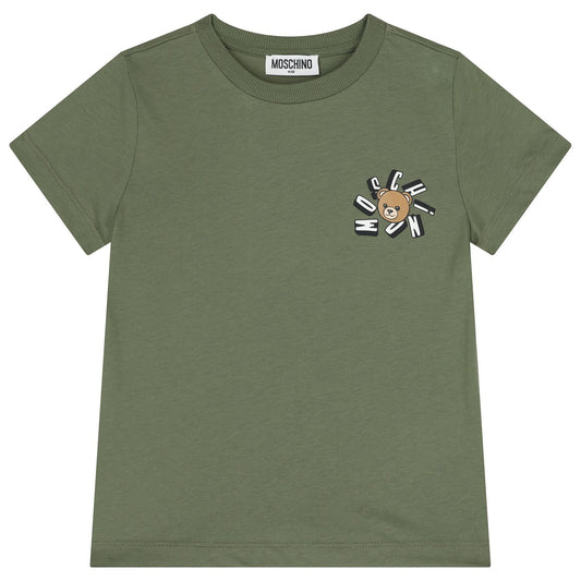 MOSCHINO Green Teddy Bear Logo T-Shirt