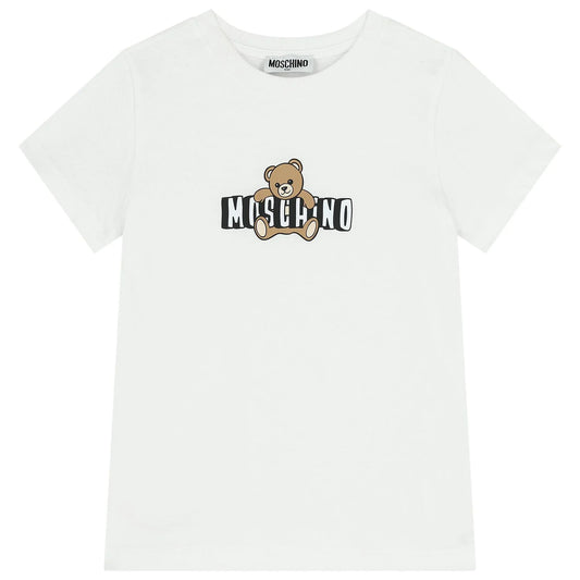MOSCHINO Boys White Teddy Bear Logo T-Shirt
