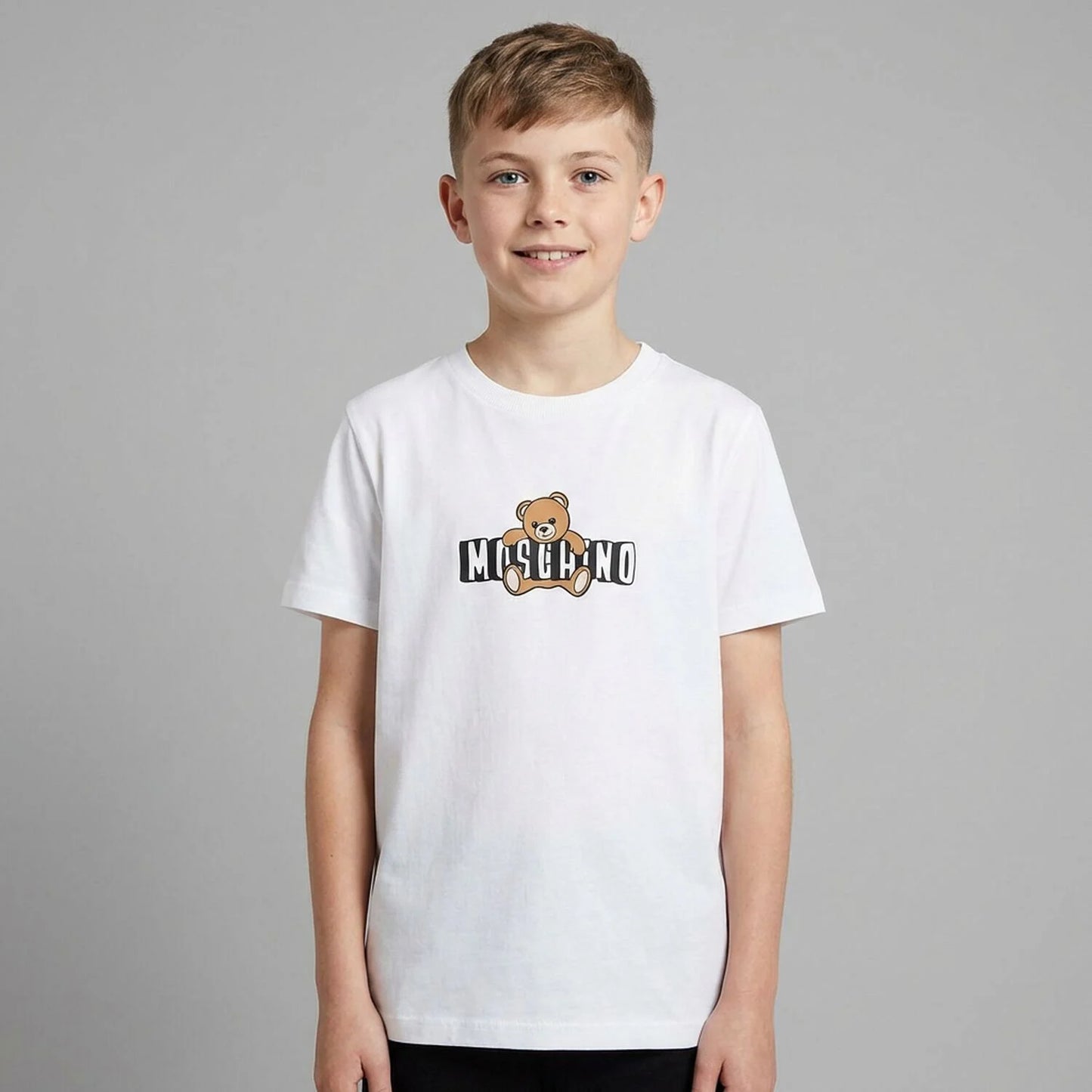 MOSCHINO Boys White Teddy Bear Logo T-Shirt