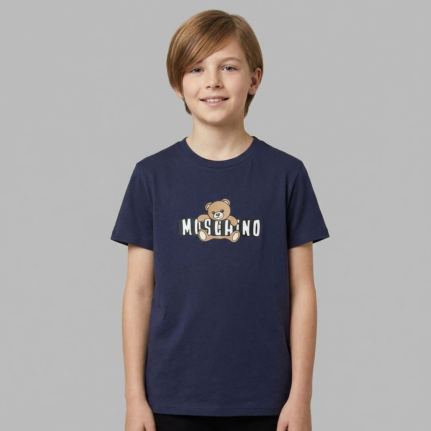 MOSCHINO Navy Blue Teddy Bear Logo T-Shirt