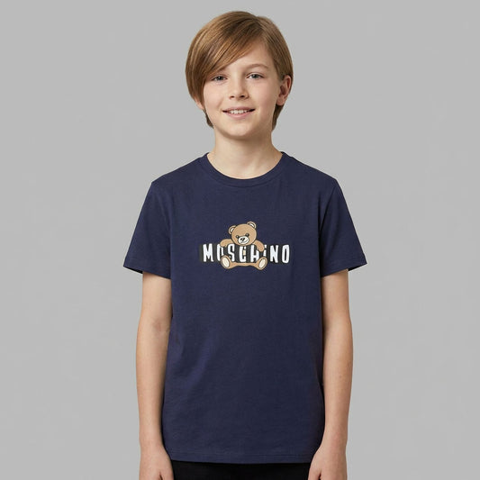 MOSCHINO Navy Blue Teddy Bear Logo T-Shirt