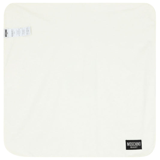 MOSCHINO Unisex Ivory Teddy Bear Logo Baby Blanket