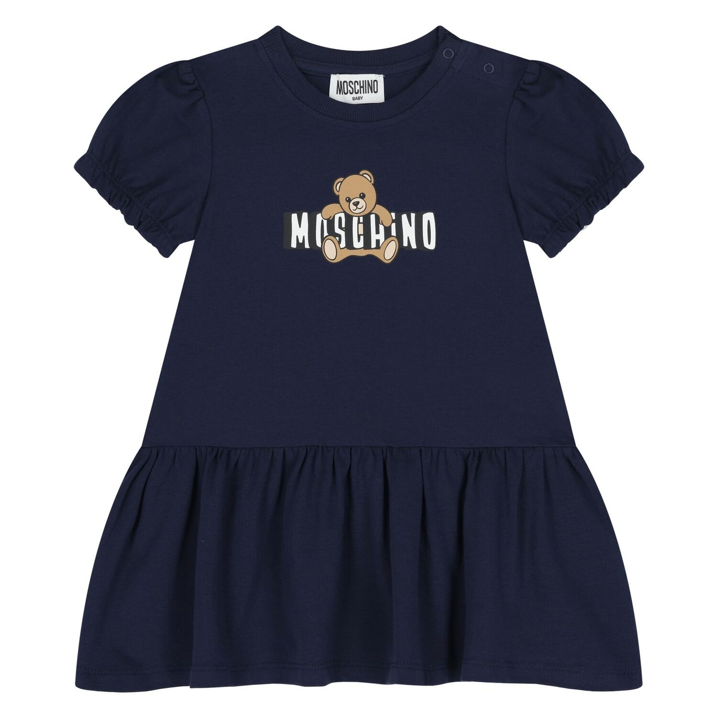 MOSCHINO Younger Girls Navy Blue Teddy Bear Logo Dress