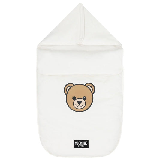 MOSCHINO White Teddy Bear Logo Baby Nest