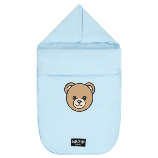MOSCHINO Baby Boy Baby Blue Teddy Bear Logo Baby Nest